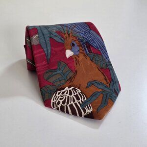 Manhattan Menswear Group Silk Tie VTG Save Rainforests Print 179 USA W 4" L 57"